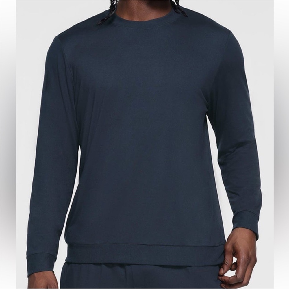SKIMS Jersey Fit Classic Long Sleeve Crew Neck Shirt in Midnight Blue L Large